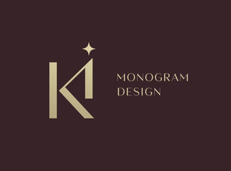 Wall Mural - KI letter logo icon design. Classic style luxury initials monogram.