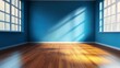 © Pixel Chaser  - Empty Room with Blue Walls and Wooden Floor