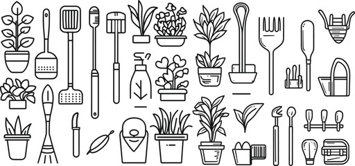 Wall Mural - Kitchen utensils and cutlery icons set 