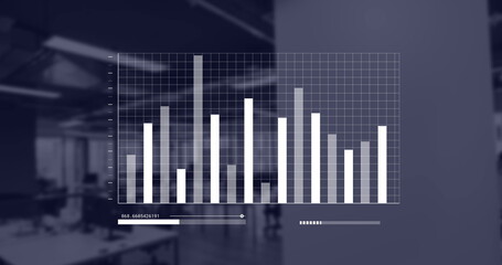 Poster - Image of financial data processing over empty office