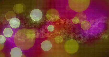 Aufkleber - Colorful abstract shapes and light circles over digital DNA strand image
