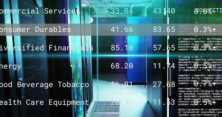 Wall Mural - Image of digital data processing over computer servers