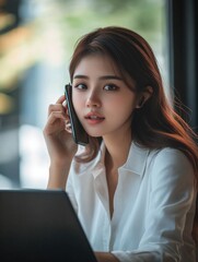 Poster - Professional Businesswoman Talking on Cell Phone