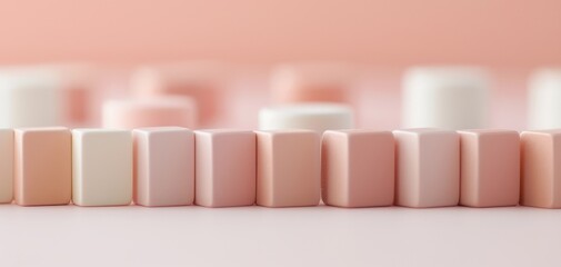 Fototapete - Soft pastel cubes create a calming visual effect, perfect for minimalistic designs and aesthetic projects.