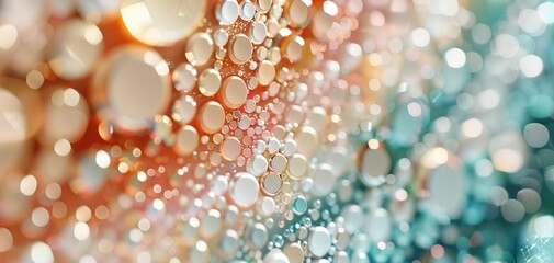 Aufkleber - Vibrant water droplets on a colorful surface, creating an abstract pattern of light and texture that is visually captivating.