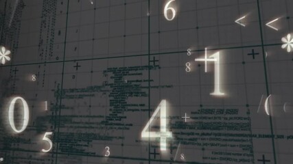 Poster - Animation of numbers and digital data processing over computer servers