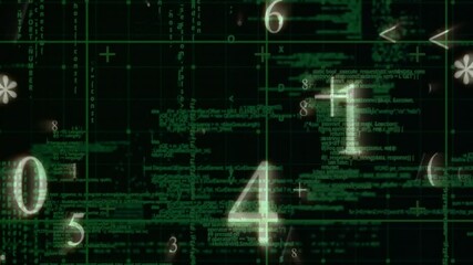 Poster - Animation of numbers and digital data processing over computer servers