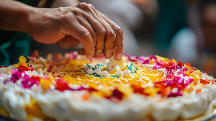 A close-up of a traditional Eid Milad Nabi dessert on 12 Rabi al Awwal