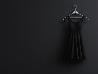 Wall Mural - A structured dress on a thin chrome hanger, casting a sharp shadow, Minimalist, Monochrome, High-contrast lighting, Studio