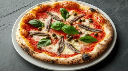 Delicious Pizza with Anchovies and Capers