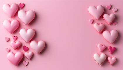 Wall Mural - Valentines Day Celebration with Soft Pink Background and Heart Motifs