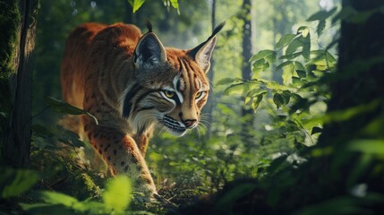 Poster - A Lynx Stalking Through the Forest