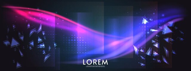 Poster - Aurora element design on dark background. Background aurora template. Bright light. Northern lights. Vector illustration. Design for background, wallpaper, postcard, web, banner, cover.	
