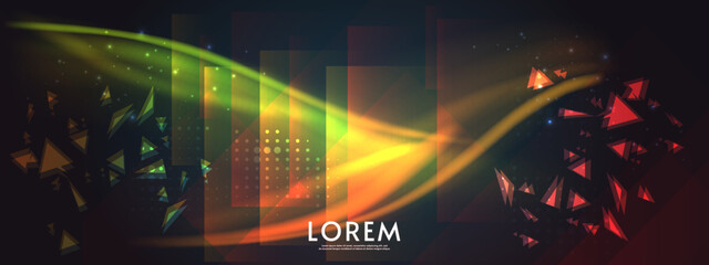 Poster - Aurora element design on dark background. Background aurora template. Bright light. Northern lights. Vector illustration. Design for background, wallpaper, postcard, web, banner, cover.	
