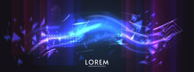 Poster - Aurora element design on dark background. Background aurora template. Bright light. Northern lights. Vector illustration. Design for background, wallpaper, postcard, web, banner, cover.	
