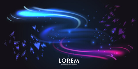 Poster - Aurora element design on dark background. Background aurora template. Bright light. Northern lights. Vector illustration. Design for background, wallpaper, postcard, web, banner, cover.	
