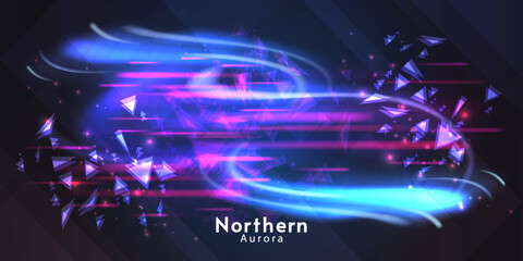 Poster - Aurora element design on dark background. Background aurora template. Bright light. Northern lights. Vector illustration. Design for background, wallpaper, postcard, web, banner, cover.	
