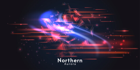 Poster - Aurora element design on dark background. Background aurora template. Bright light. Northern lights. Vector illustration. Design for background, wallpaper, postcard, web, banner, cover.	
