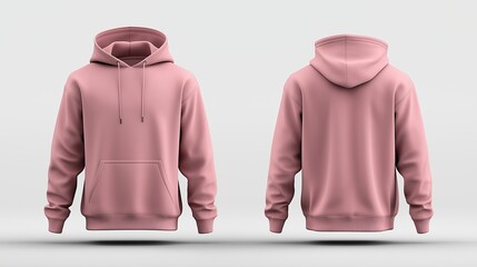 Pink Hoodie plain mockup hoodie, seen from the front and back