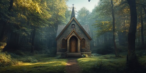 Wall Mural - chapel surrounded by nature 