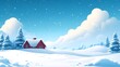 © Sarawut - Winter cartoon landscape with snowdrifts, light snowfall, and a bright blue sky, designed for use as wallpaper with copy space.