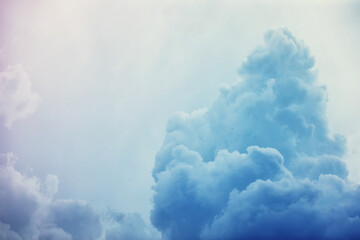 Poster - High clouds in the summer sky. Sky background. Meteorological observations of the sky.