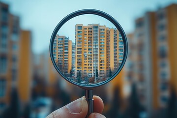 Aufkleber - Real estate agent searching for property using magnifying glass