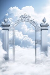 Wall Mural - Ornate gate opening to heaven above the clouds