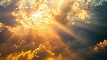 Poster - Sunshine breaking through a cloudy sky, gentle and warm light