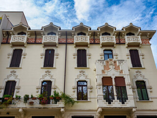 Canvas Print - Historic residential building along via Borgazzi in Monza, Italy