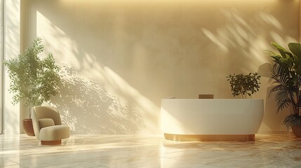 Wall Mural - Modern Lobby Interior Design with Sunlight and Plants