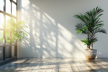 Wall Mural - Minimalist Room with Sunbeams and Plants