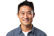 © venusvi - photograph of A smiling Asian man in his 30s Represents happiness and vitality. isolated on a white background.