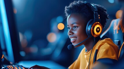 African women enjoying gaming, vivid graphics, comfortable setting, engaged in play.