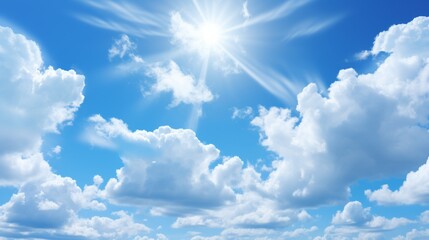 Poster - Clear sunny blue sky dotted with clouds
