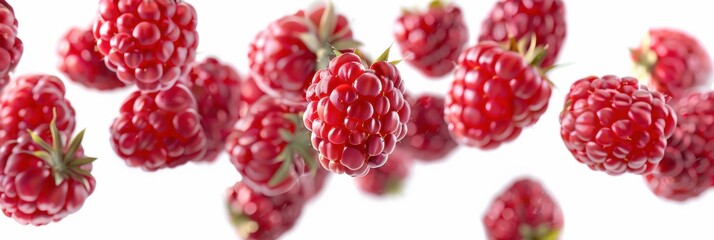 Raspberry closeup view isolated over white background