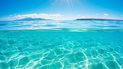 Clear turquoise ocean water with calm surface and sunlit highlights