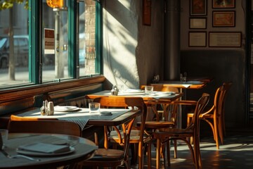 Canvas Print - Restaurant architecture furniture table.