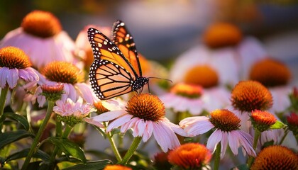 Wall Mural - Monarch Butterfly: Nature's Living Jewel on a Blooming Flower