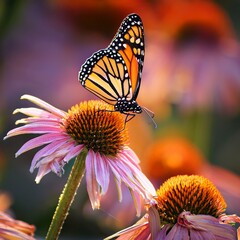 Wall Mural - Monarch Butterfly: Nature's Living Jewel on a Blooming Flower