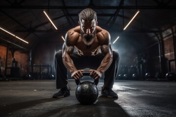 Wall Mural - Kettlebell crossfit training gym athlete sports.