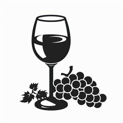 Wall Mural - Vector illustration of grape, grape, wine bottle and glass