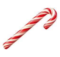 Classic red and white candy cane isolated over transparent background, PNG