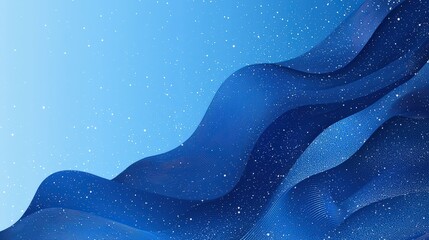 Poster - flowing blue waves adorned with sparkling highlights against a soft blue background, creating a peaceful ambiance