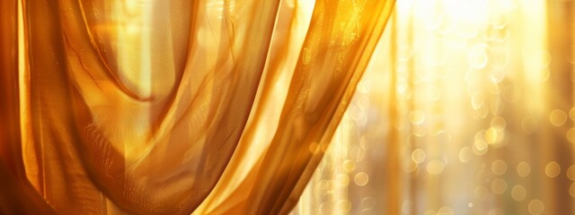 Wall Mural - Golden fabric with bokeh light creating a dreamy background