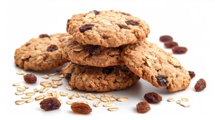 Raisin cookies closeup view isolated over white background