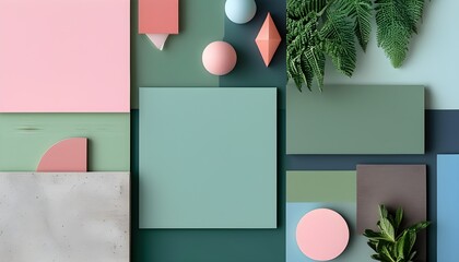 Pastel Toned Geometric Collage of Textures and Fonts for Desktop Wallpaper and Stationery Design