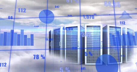 Sticker - Animation of digital data processing over computer servers