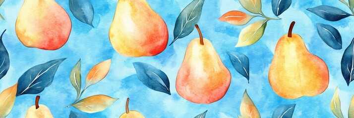 Seamless repetitive pattern background of fresh pear for fabric design