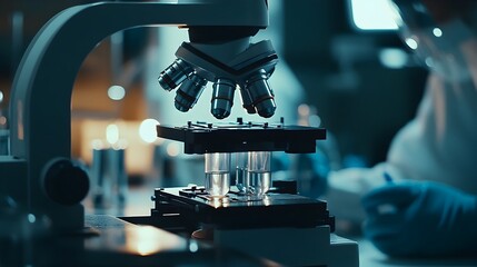 Aufkleber - Laboratory setting with scientists closely examining virus samples under a microscope